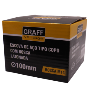 ESCOVA TAÇA ROTATIVO - AÇO LATONADO - 100mm - ROSCA M14 - IMPORTADO - Imagem 5