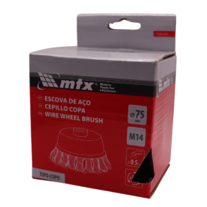 ESCOVA TIPO COPO AÇO CARBONO 75MM TRANÇADO ROSCA M14 - IMPORTADO - Imagem 6